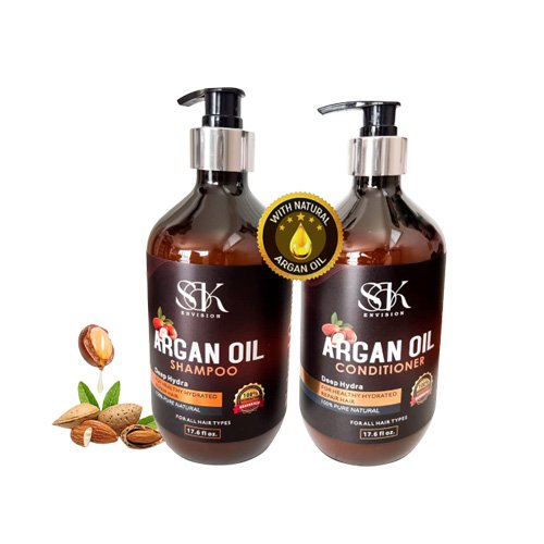 Shampoo & Conditioner For Silky Smooth For All Hair Types, haircare with Natural Argan Conditioner & Oil shampoo
